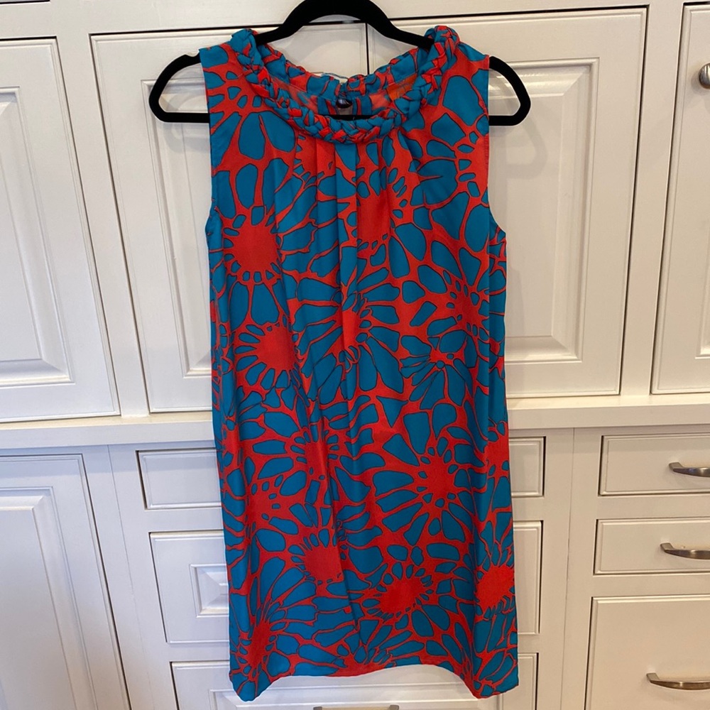 Tracy Negoshian Blue and Red Floral Mini Dress